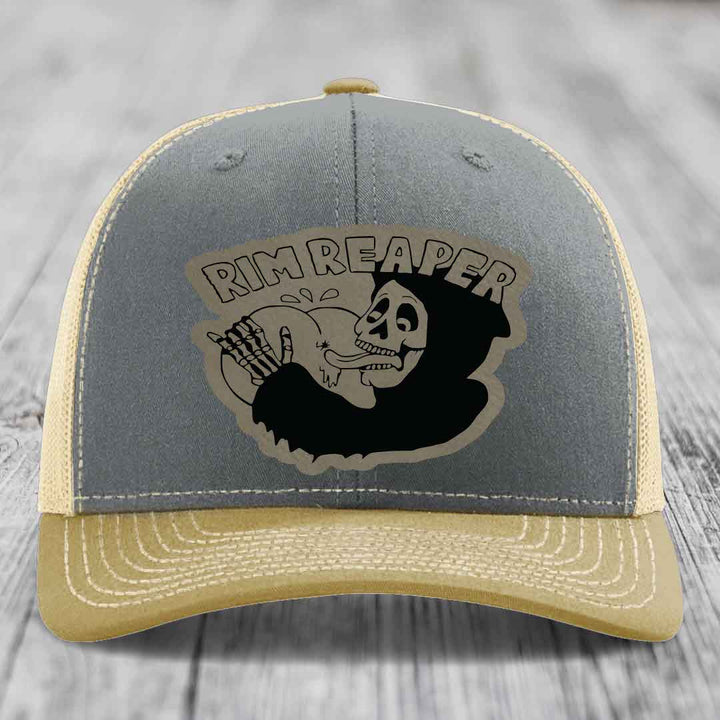 Grey and beige trucker hat with &