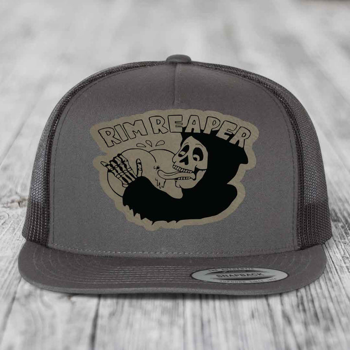Grey trucker hat with black and tan &