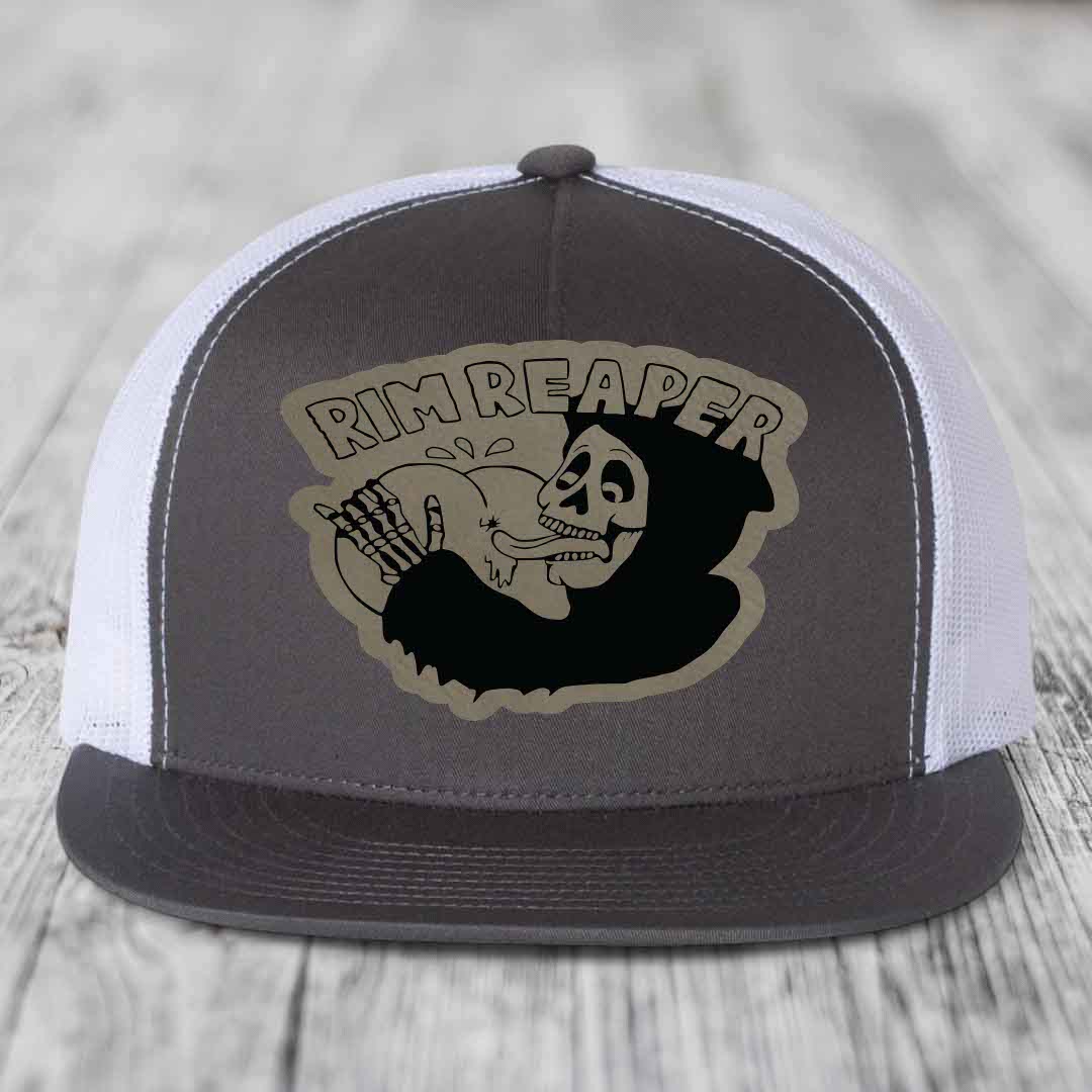 Grey trucker hat with black and tan &
