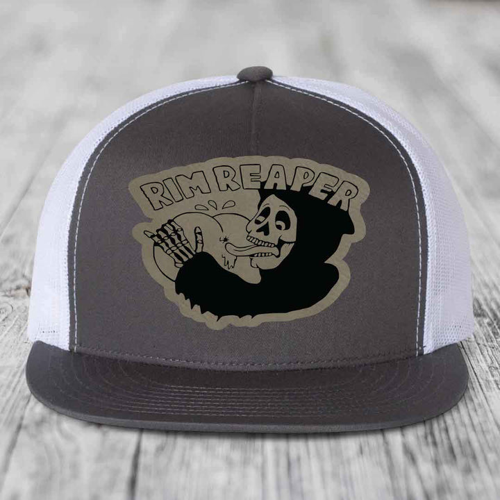Grey trucker hat with black and tan &