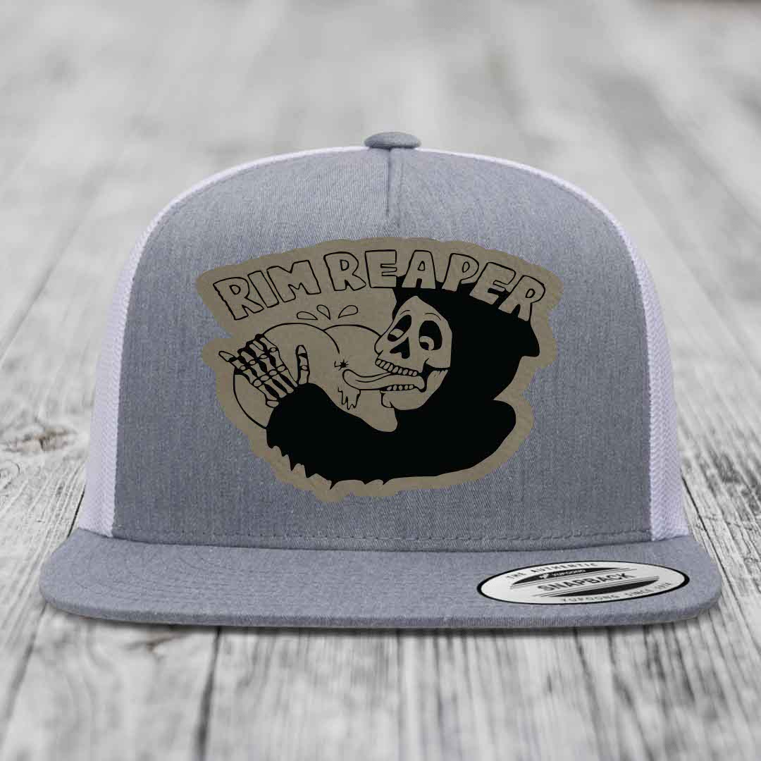 Grey trucker hat with black and tan &