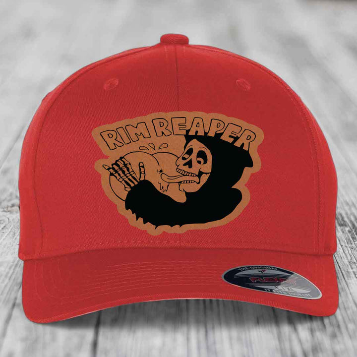 Red baseball cap with &