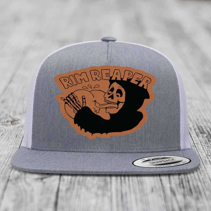 Grey trucker hat with orange and black &