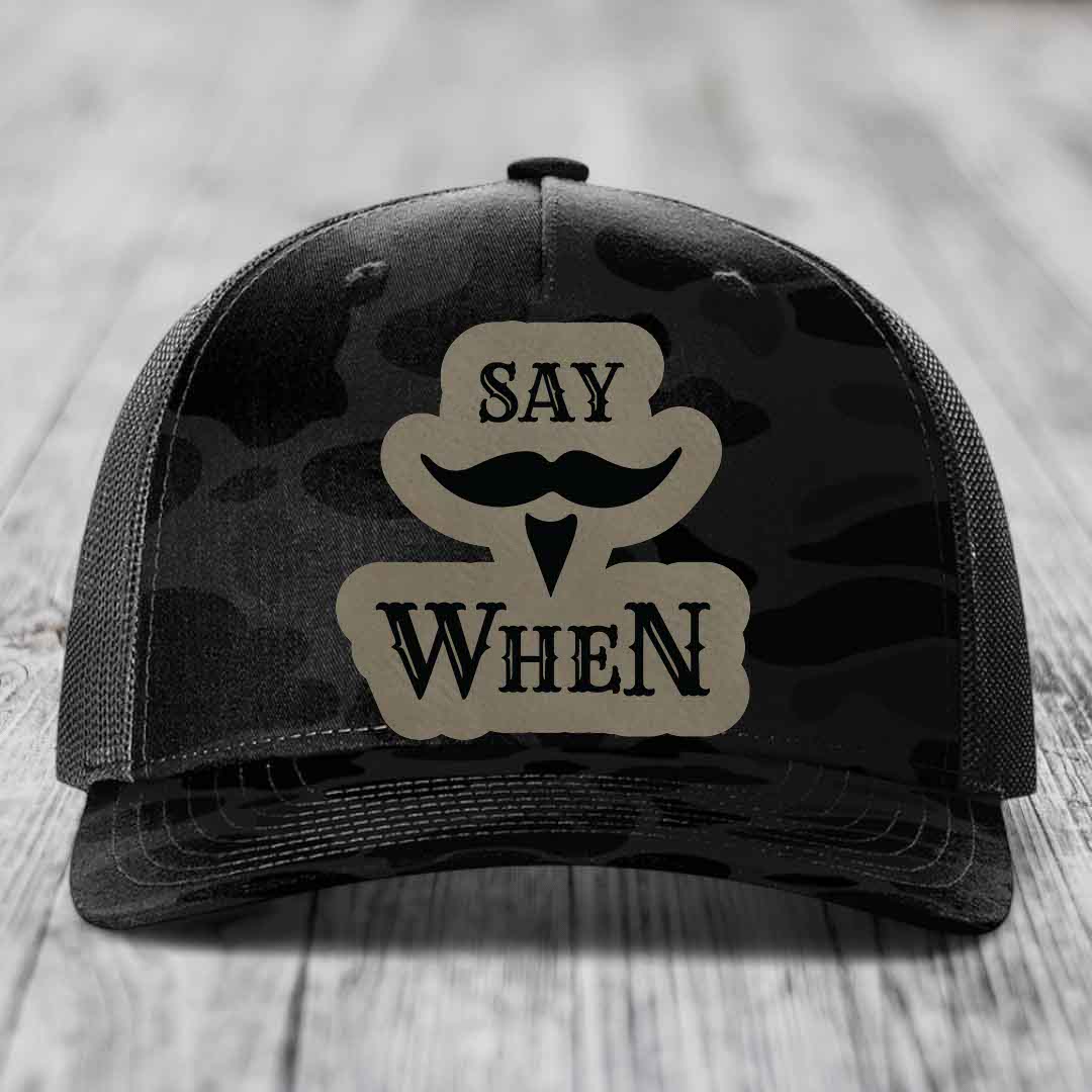 Black camouflage trucker hat with beige &