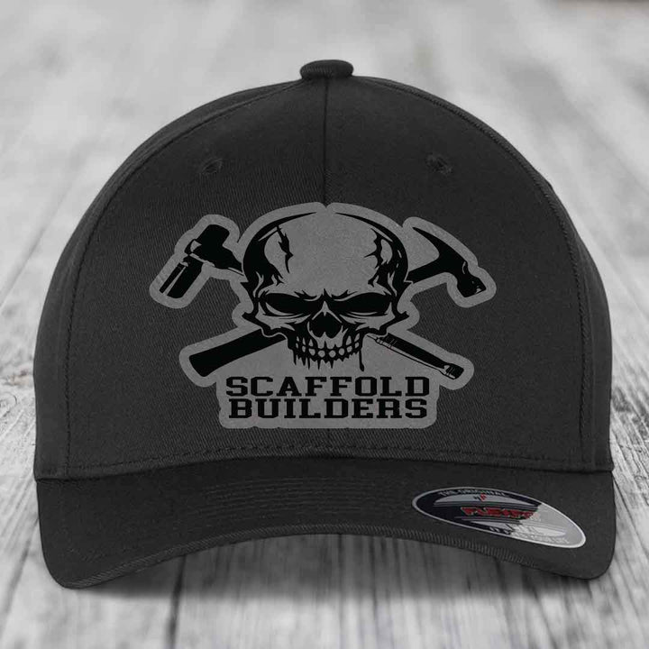 Scaffold Builders - Leather Patch Hat - Grey to Black Patch - Flexfit 6277 Fitted Hat
