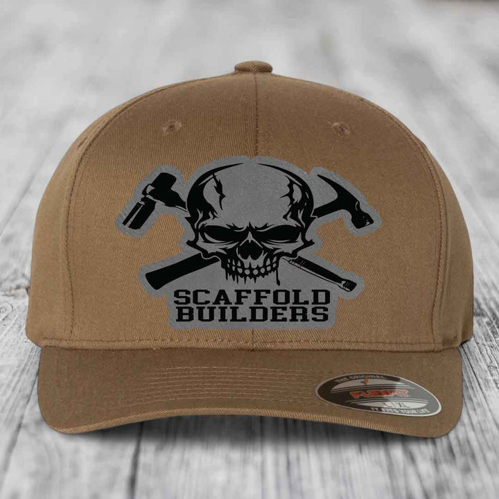 Scaffold Builders - Leather Patch Hat - Grey to Black Patch - Flexfit 6277 Fitted Hat