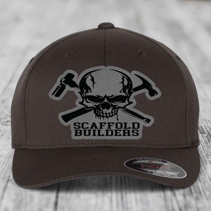 Scaffold Builders - Leather Patch Hat - Grey to Black Patch - Flexfit 6277 Fitted Hat