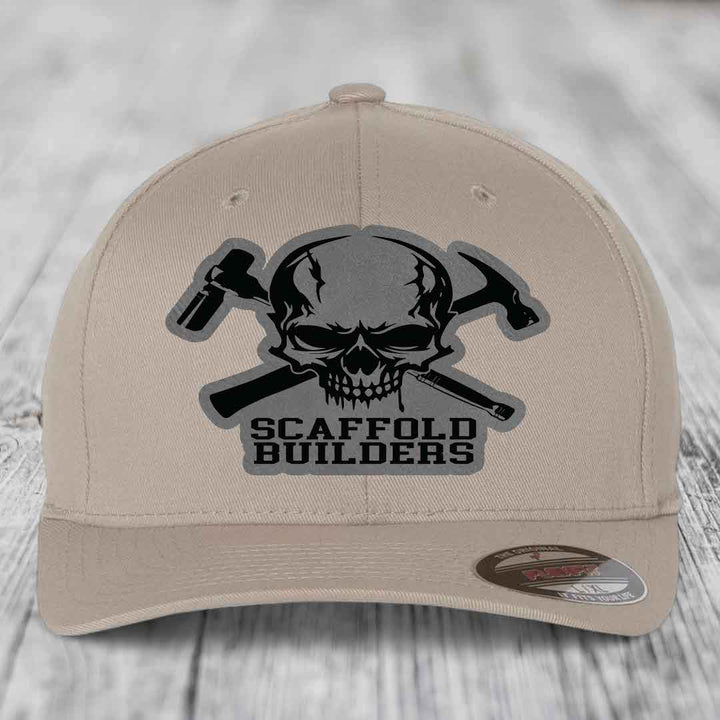 Scaffold Builders - Leather Patch Hat - Grey to Black Patch - Flexfit 6277 Fitted Hat
