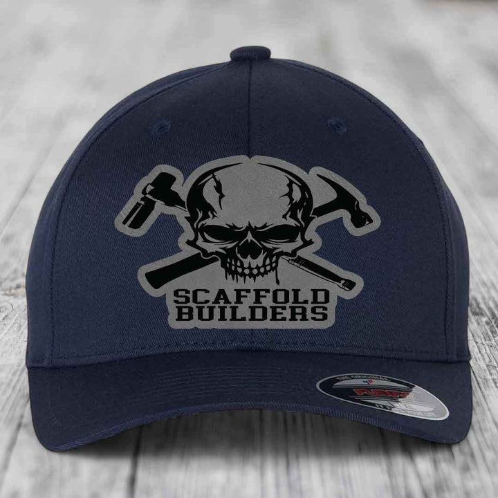 Scaffold Builders - Leather Patch Hat - Grey to Black Patch - Flexfit 6277 Fitted Hat