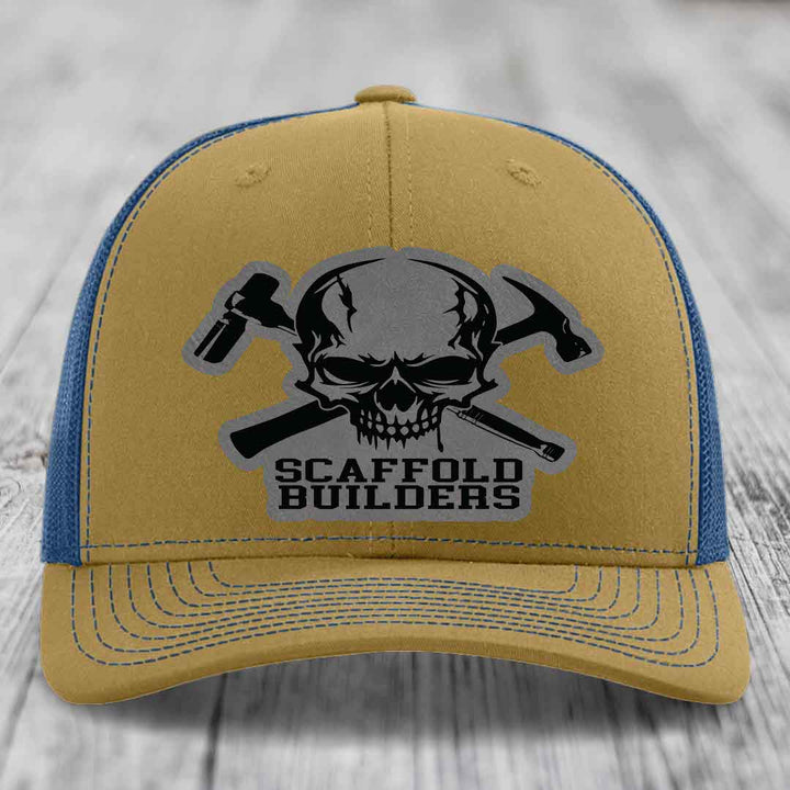 Scaffold Builders - Leather Patch Hat - Grey to Black Patch - Richardson 112 Snapback Trucker Hat