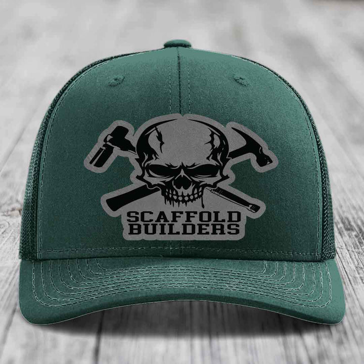 Scaffold Builders - Leather Patch Hat - Grey to Black Patch - Richardson 112 Snapback Trucker Hat