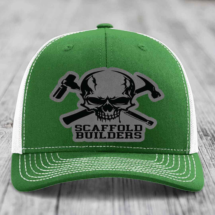 Scaffold Builders - Leather Patch Hat - Grey to Black Patch - Richardson 112 Snapback Trucker Hat