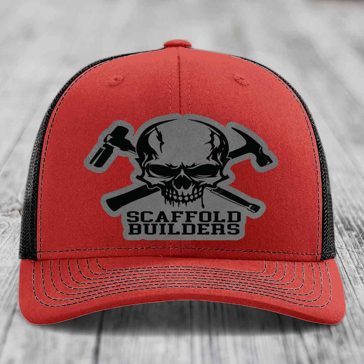 Scaffold Builders - Leather Patch Hat - Grey to Black Patch - Richardson 112 Snapback Trucker Hat