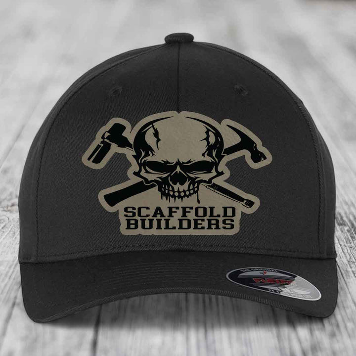 Scaffold Builders - Leather Patch Hat - Light Brown to Black Patch - Flexfit 6277 Fitted Hat