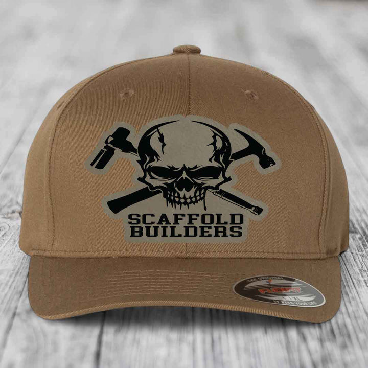 Scaffold Builders - Leather Patch Hat - Light Brown to Black Patch - Flexfit 6277 Fitted Hat