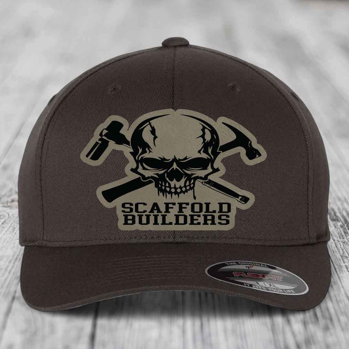 Scaffold Builders - Leather Patch Hat - Light Brown to Black Patch - Flexfit 6277 Fitted Hat