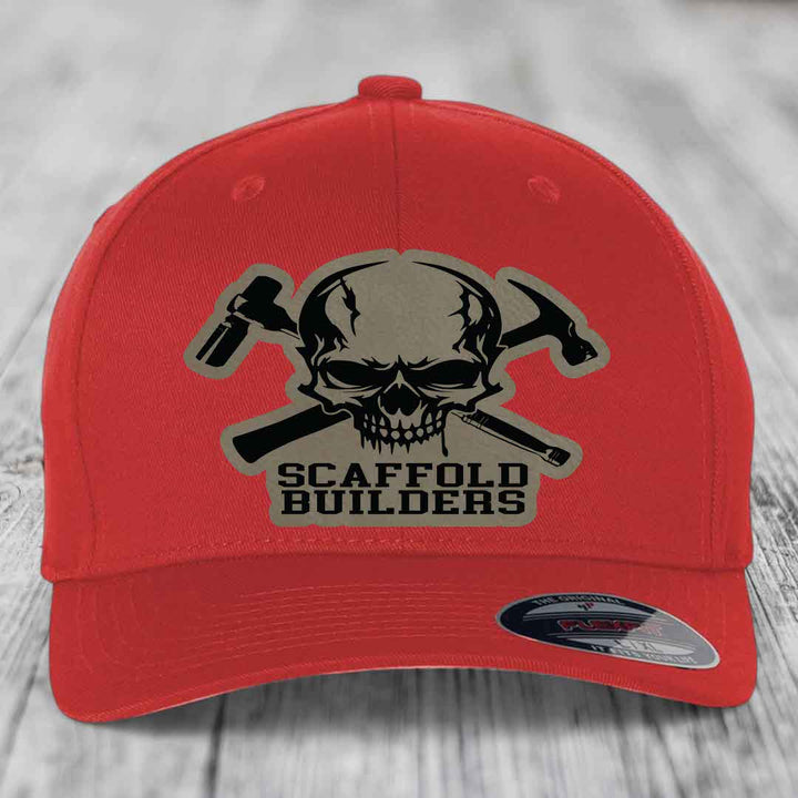 Scaffold Builders - Leather Patch Hat - Light Brown to Black Patch - Flexfit 6277 Fitted Hat