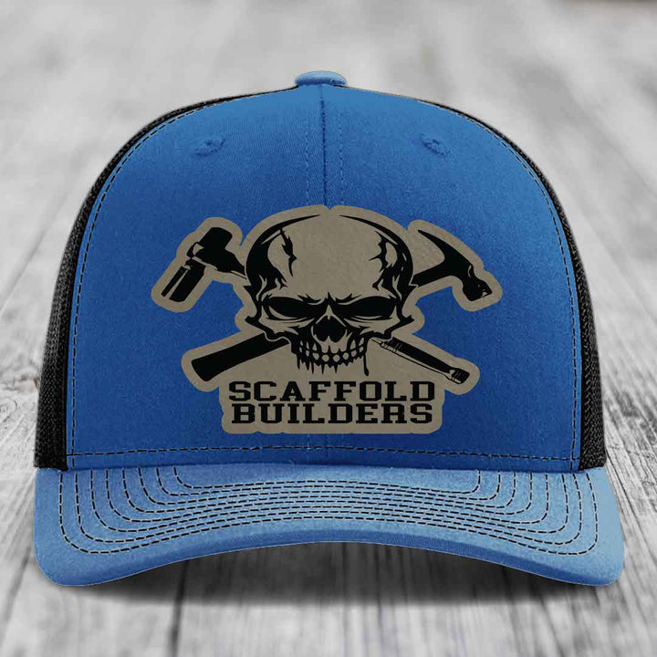 Scaffold Builders - Leather Patch Hat - Light Brown to Black Patch - Richardson 112 Snapback Trucker Hat