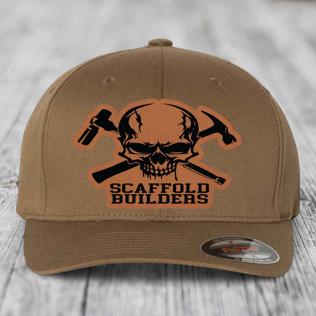 Scaffold Builders - Leather Patch Hat - Rawhide to Black Patch - Flexfit 6277 Fitted Hat