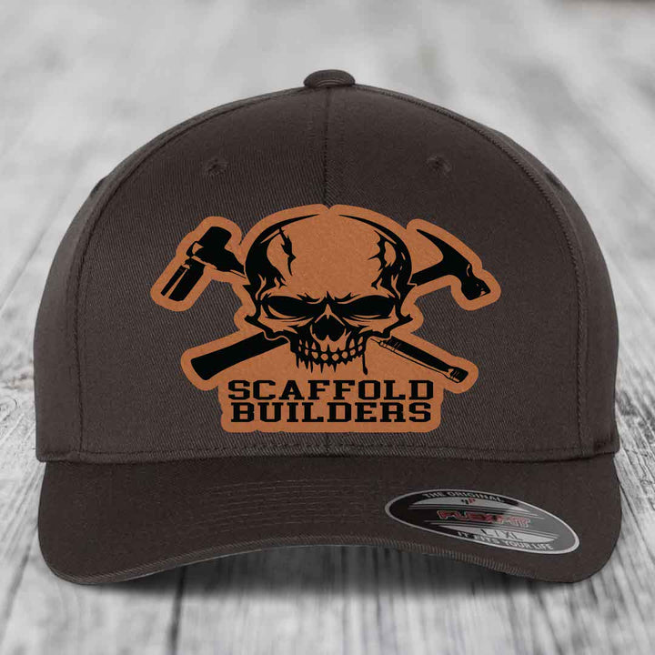 Scaffold Builders - Leather Patch Hat - Rawhide to Black Patch - Flexfit 6277 Fitted Hat