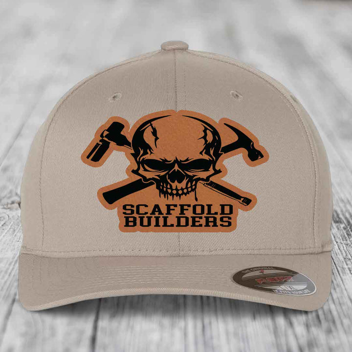 Scaffold Builders - Leather Patch Hat - Rawhide to Black Patch - Flexfit 6277 Fitted Hat