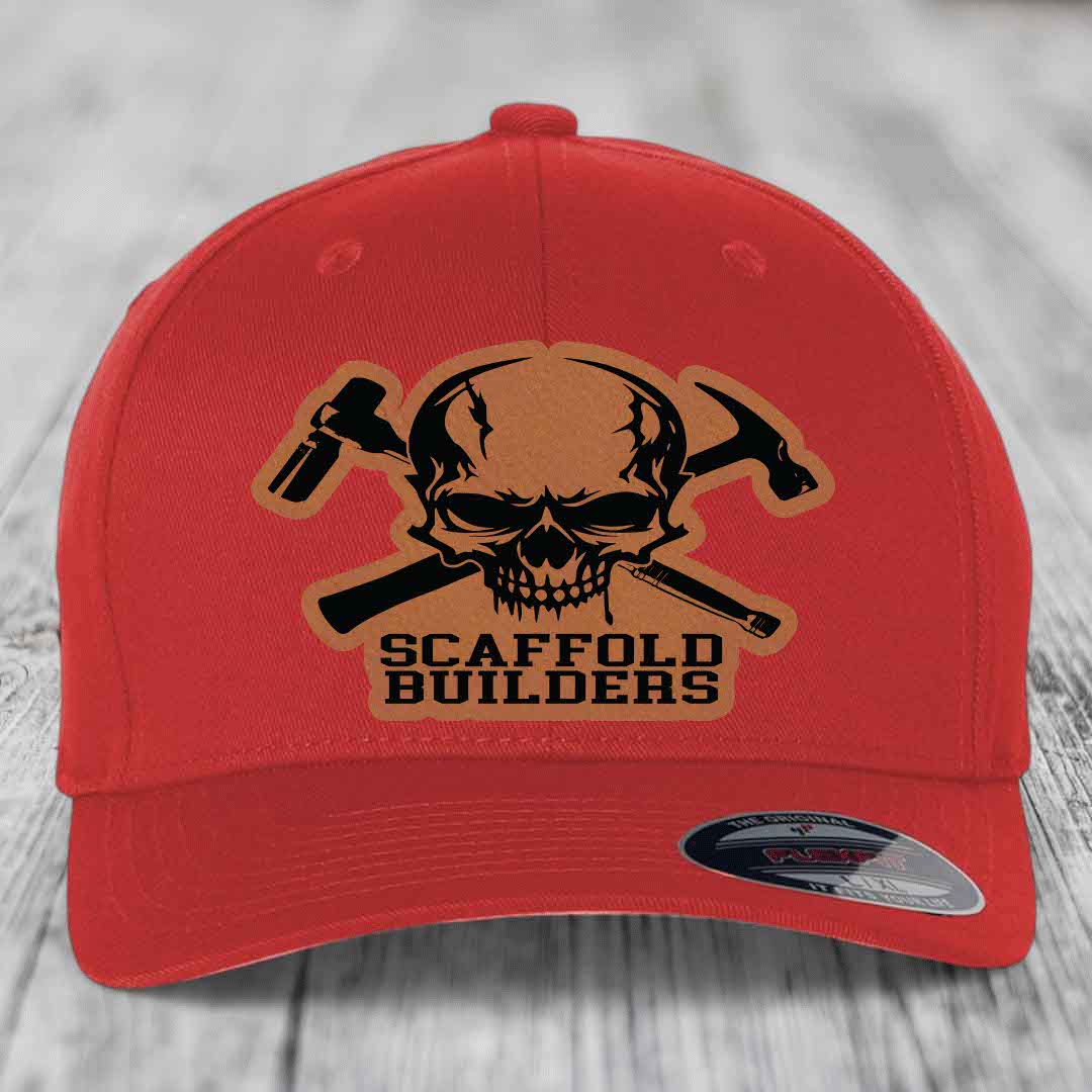 Scaffold Builders - Leather Patch Hat - Rawhide to Black Patch - Flexfit 6277 Fitted Hat