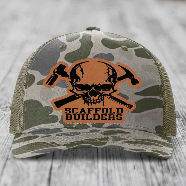 Scaffold Builders - Leather Patch Hat - Rawhide to Black Patch - Richardson 112PFP Snapback Trucker Hat
