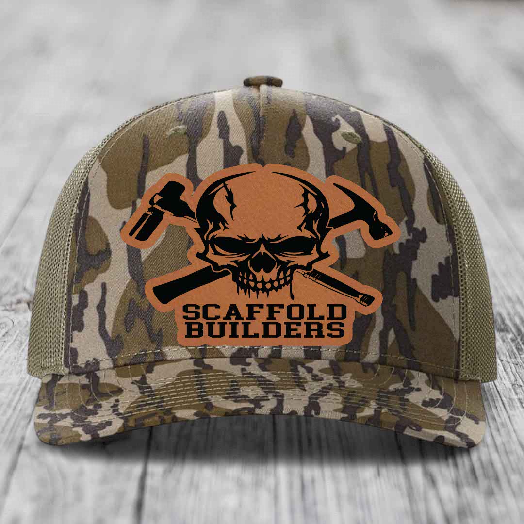 Scaffold Builders - Leather Patch Hat - Rawhide to Black Patch - Richardson 112PFP Snapback Trucker Hat