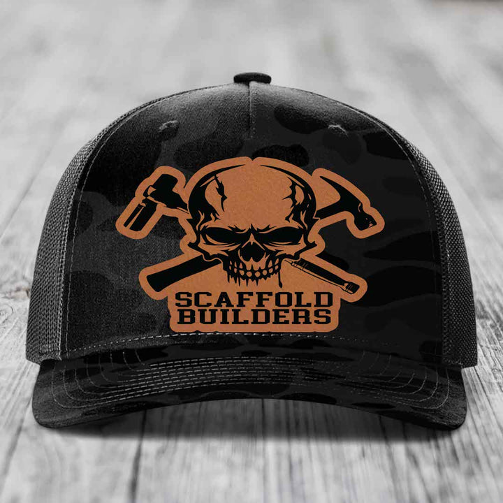 Scaffold Builders - Leather Patch Hat - Rawhide to Black Patch - Richardson 112PFP Snapback Trucker Hat