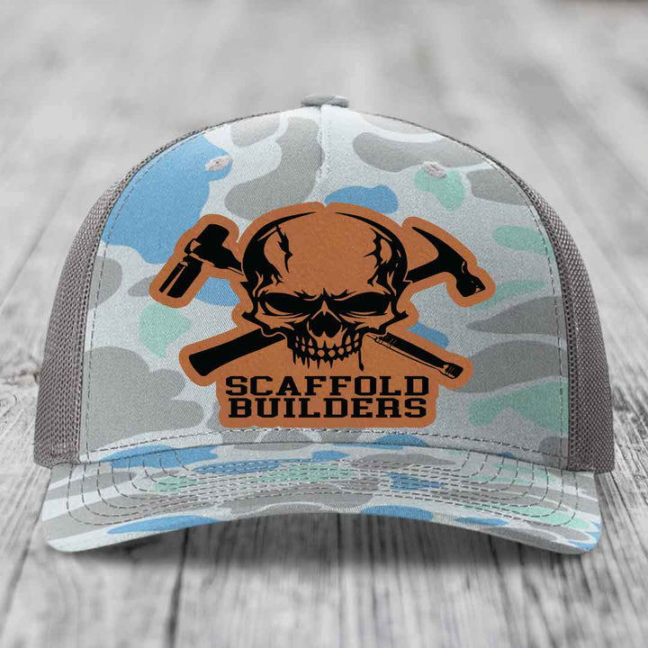 Scaffold Builders - Leather Patch Hat - Rawhide to Black Patch - Richardson 112PFP Snapback Trucker Hat
