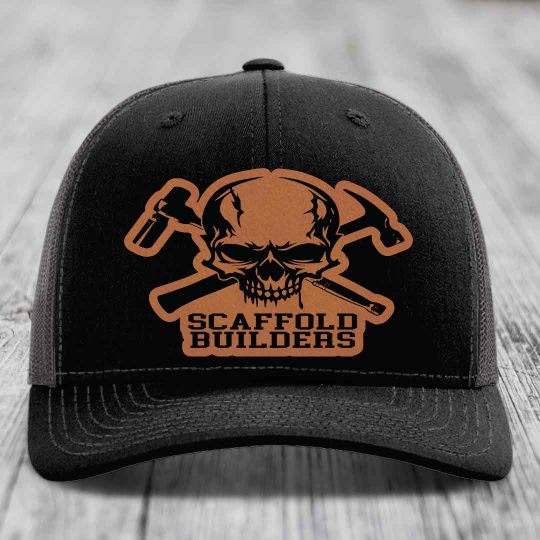 Scaffold Builders - Leather Patch Hat - Rawhide to Black Patch - Richardson 112 Snapback Trucker Hat