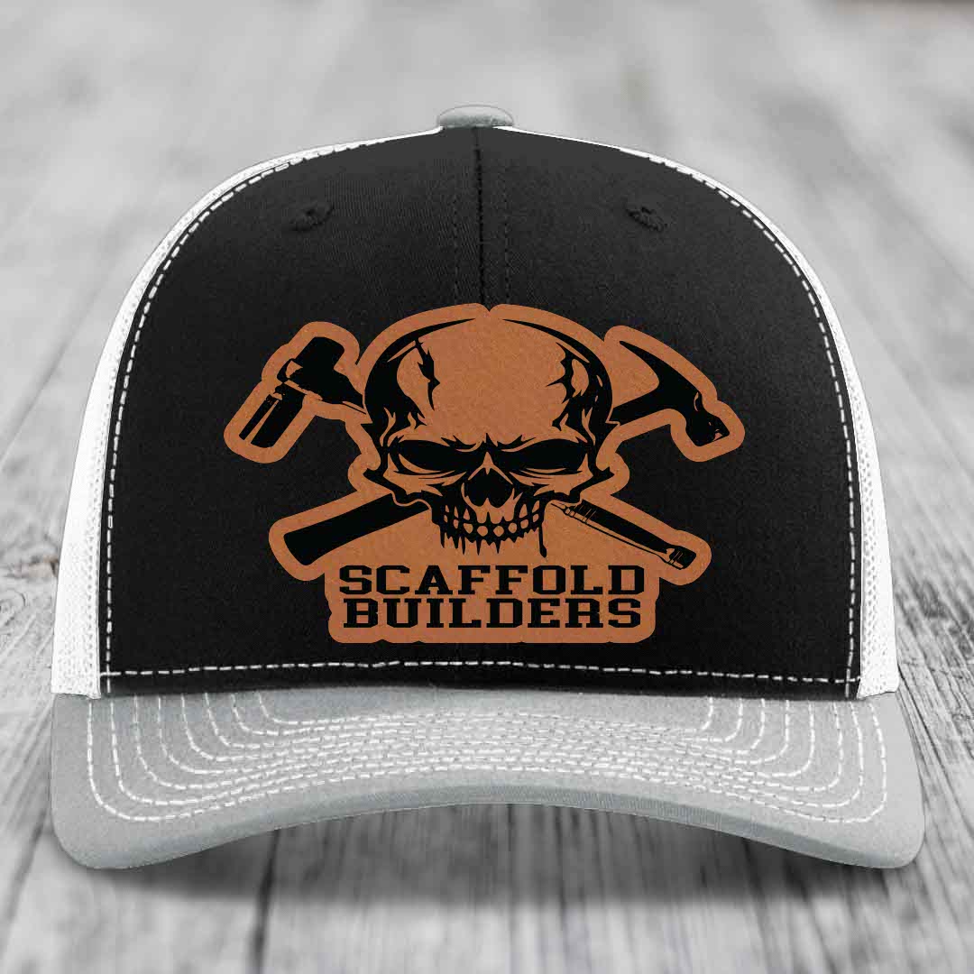 Scaffold Builders - Leather Patch Hat - Rawhide to Black Patch - Richardson 112 Snapback Trucker Hat