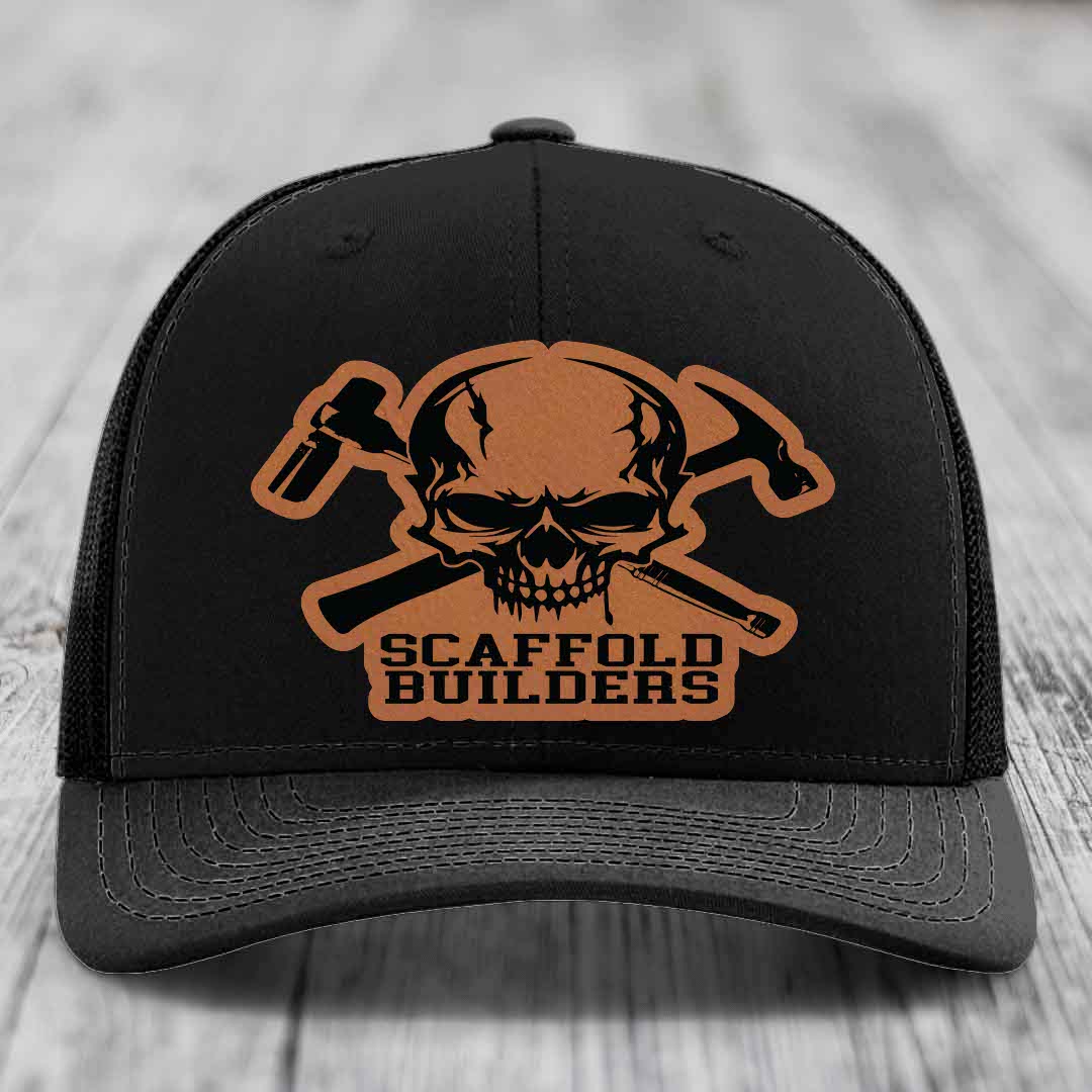 Scaffold Builders - Leather Patch Hat - Rawhide to Black Patch - Richardson 112 Snapback Trucker Hat