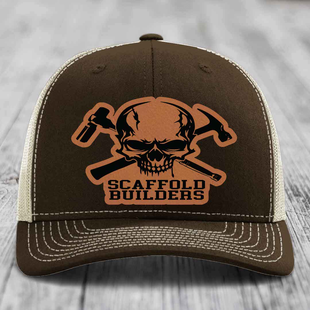 Scaffold Builders - Leather Patch Hat - Rawhide to Black Patch - Richardson 112 Snapback Trucker Hat