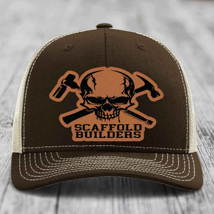 Scaffold Builders - Leather Patch Hat - Rawhide to Black Patch - Richardson 112 Snapback Trucker Hat