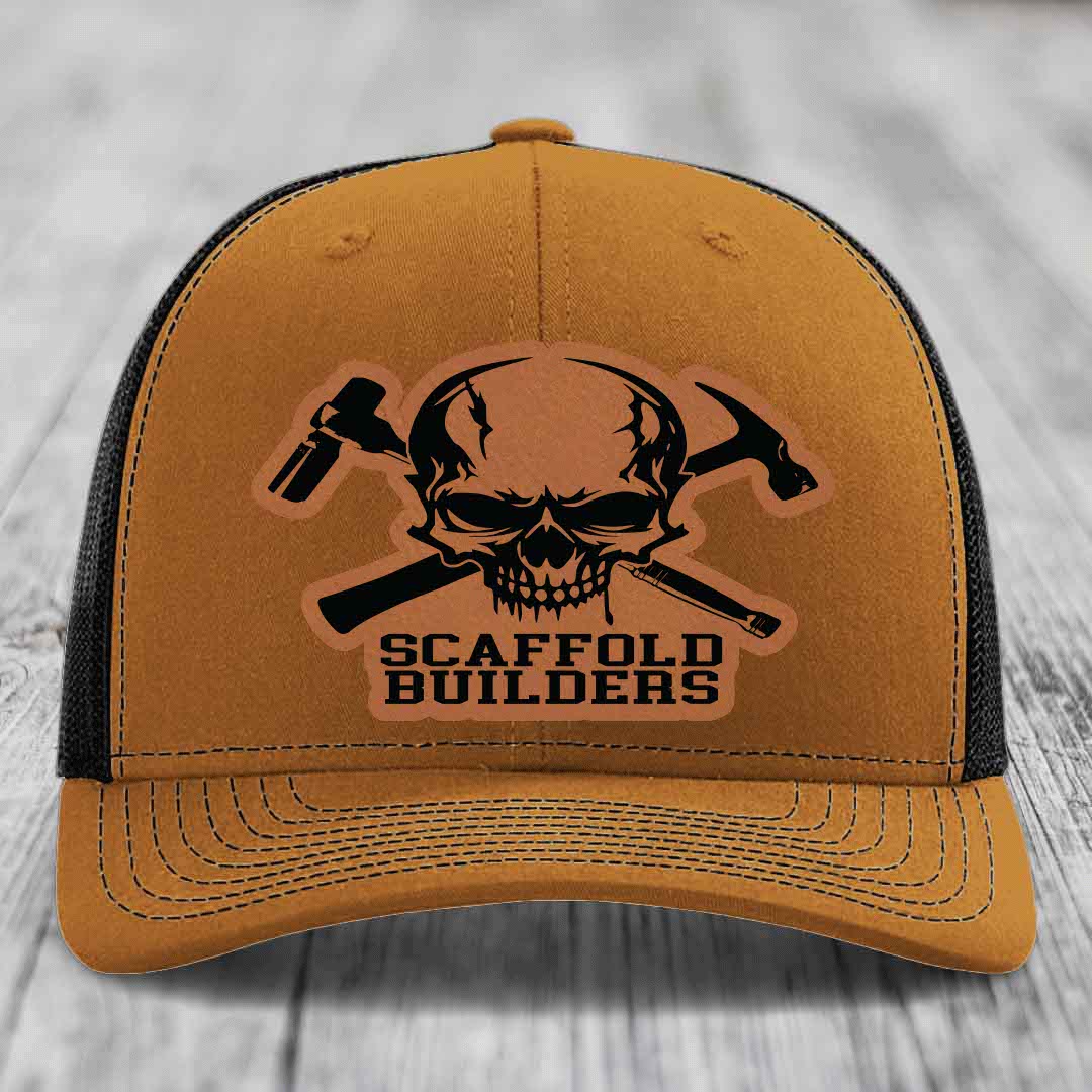Scaffold Builders - Leather Patch Hat - Rawhide to Black Patch - Richardson 112 Snapback Trucker Hat