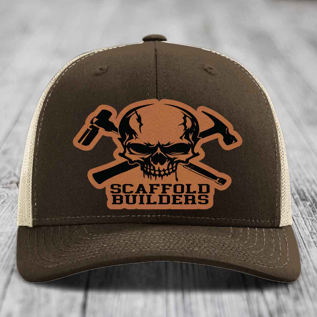Scaffold Builders - Leather Patch Hat - Rawhide to Black Patch - Richardson 112 Snapback Trucker Hat