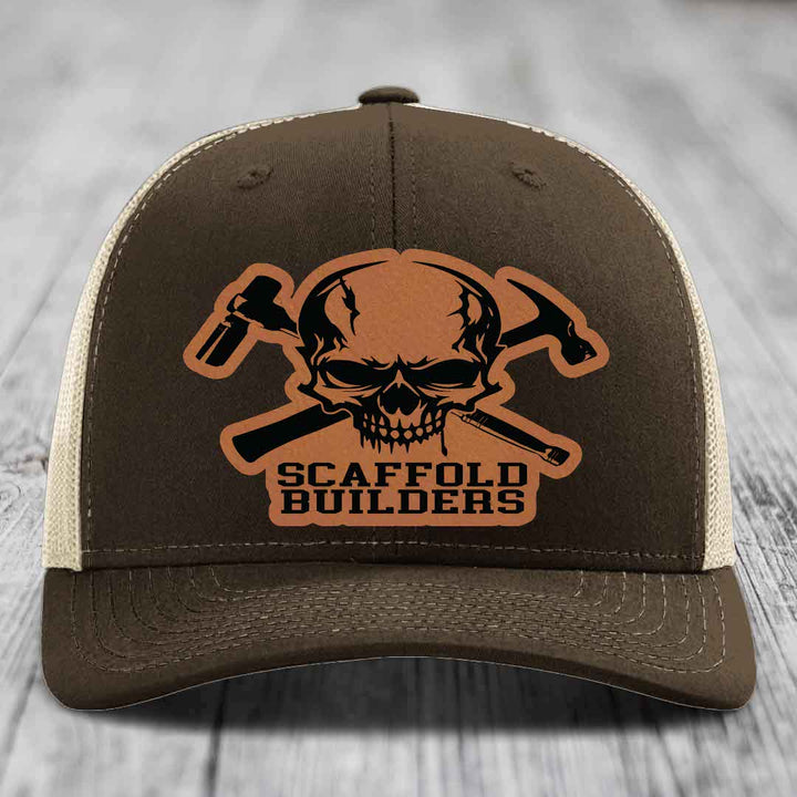 Scaffold Builders - Leather Patch Hat - Rawhide to Black Patch - Richardson 112 Snapback Trucker Hat