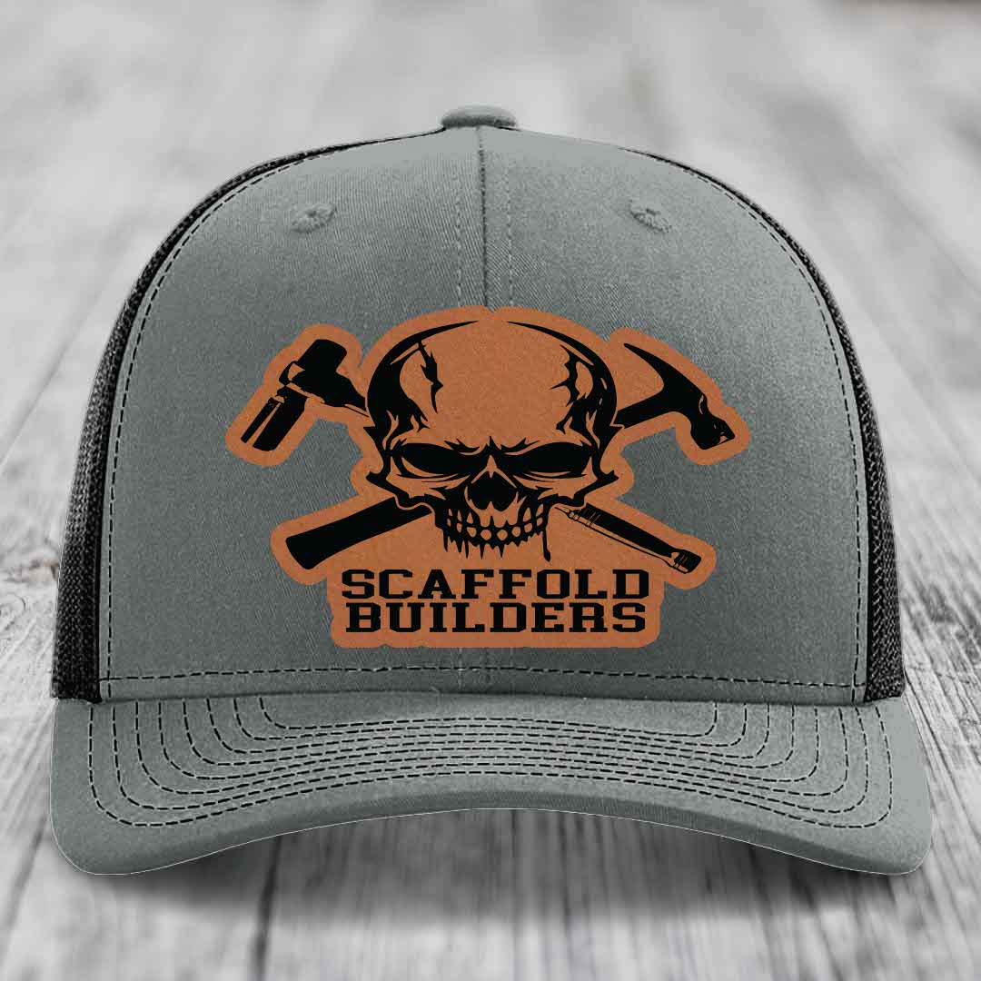 Scaffold Builders - Leather Patch Hat - Rawhide to Black Patch - Richardson 112 Snapback Trucker Hat
