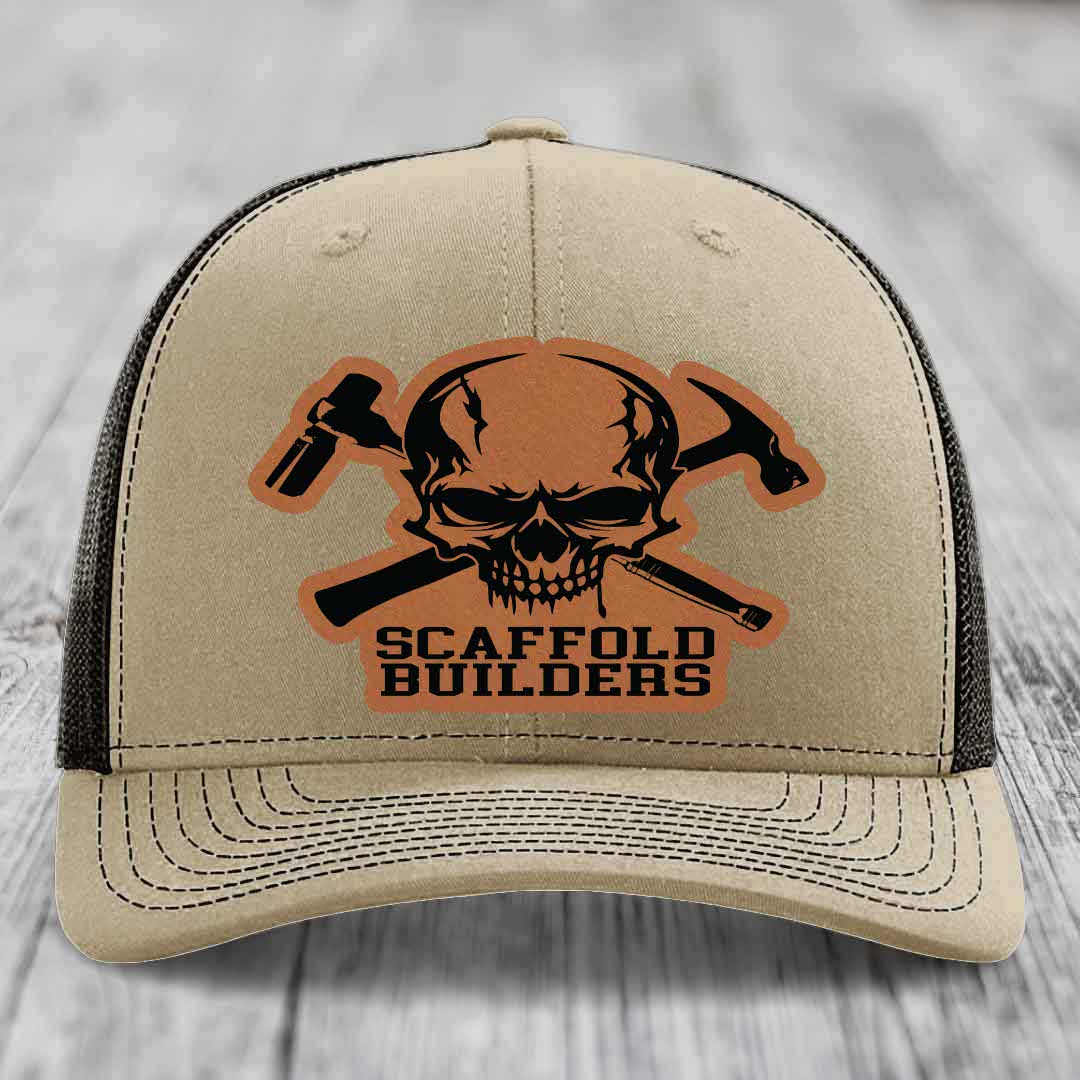 Scaffold Builders - Leather Patch Hat - Rawhide to Black Patch - Richardson 112 Snapback Trucker Hat
