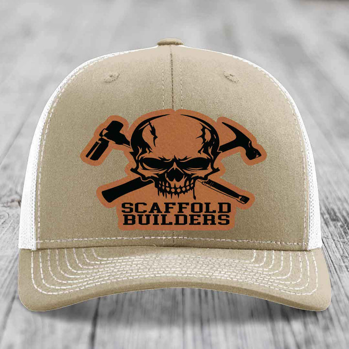Scaffold Builders - Leather Patch Hat - Rawhide to Black Patch - Richardson 112 Snapback Trucker Hat