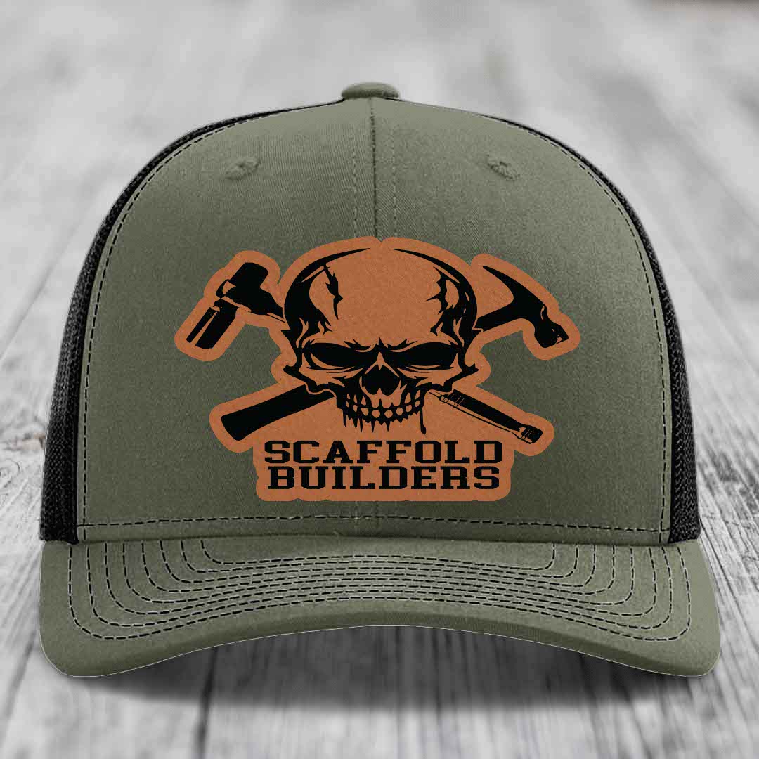 Scaffold Builders - Leather Patch Hat - Rawhide to Black Patch - Richardson 112 Snapback Trucker Hat