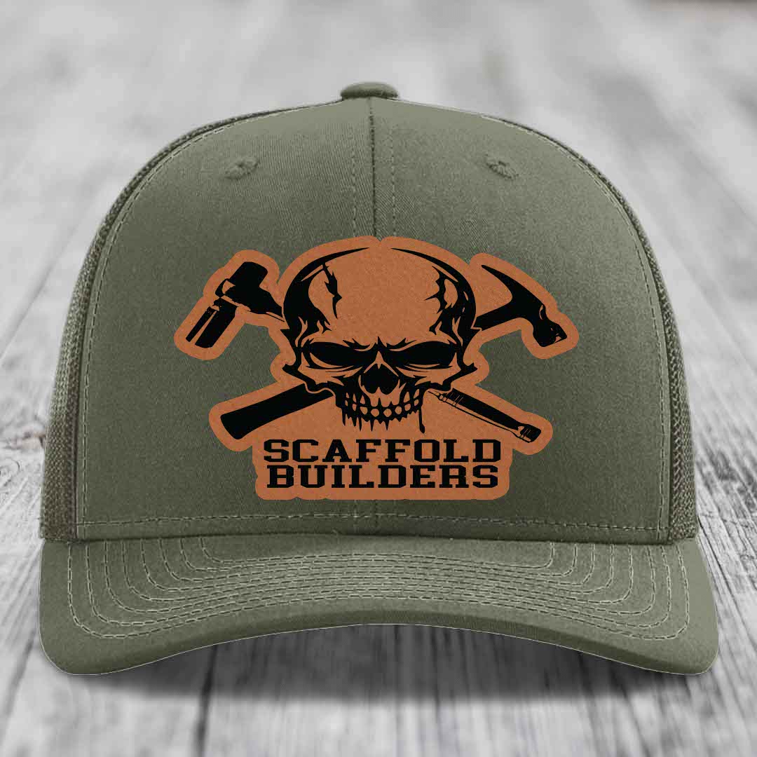 Scaffold Builders - Leather Patch Hat - Rawhide to Black Patch - Richardson 112 Snapback Trucker Hat