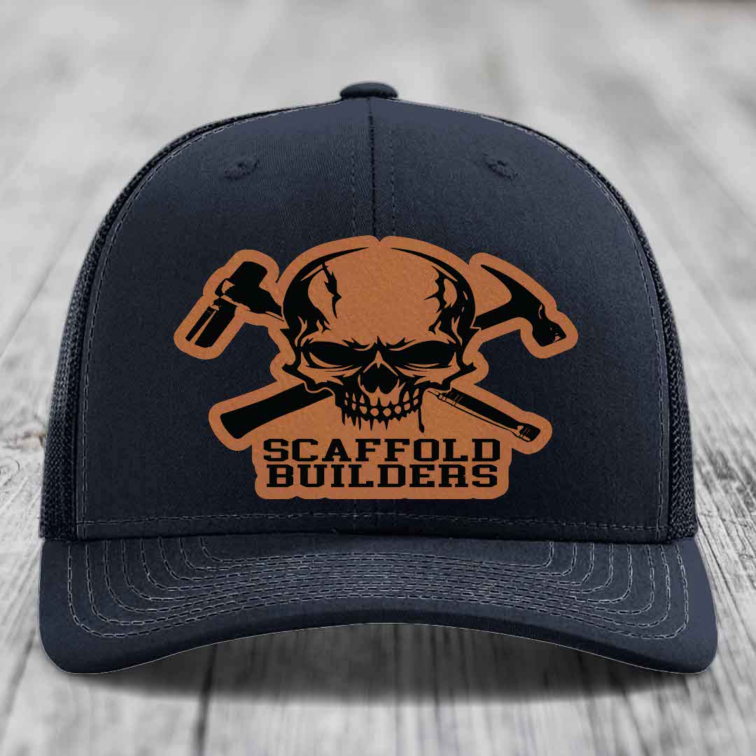 Scaffold Builders - Leather Patch Hat - Rawhide to Black Patch - Richardson 112 Snapback Trucker Hat