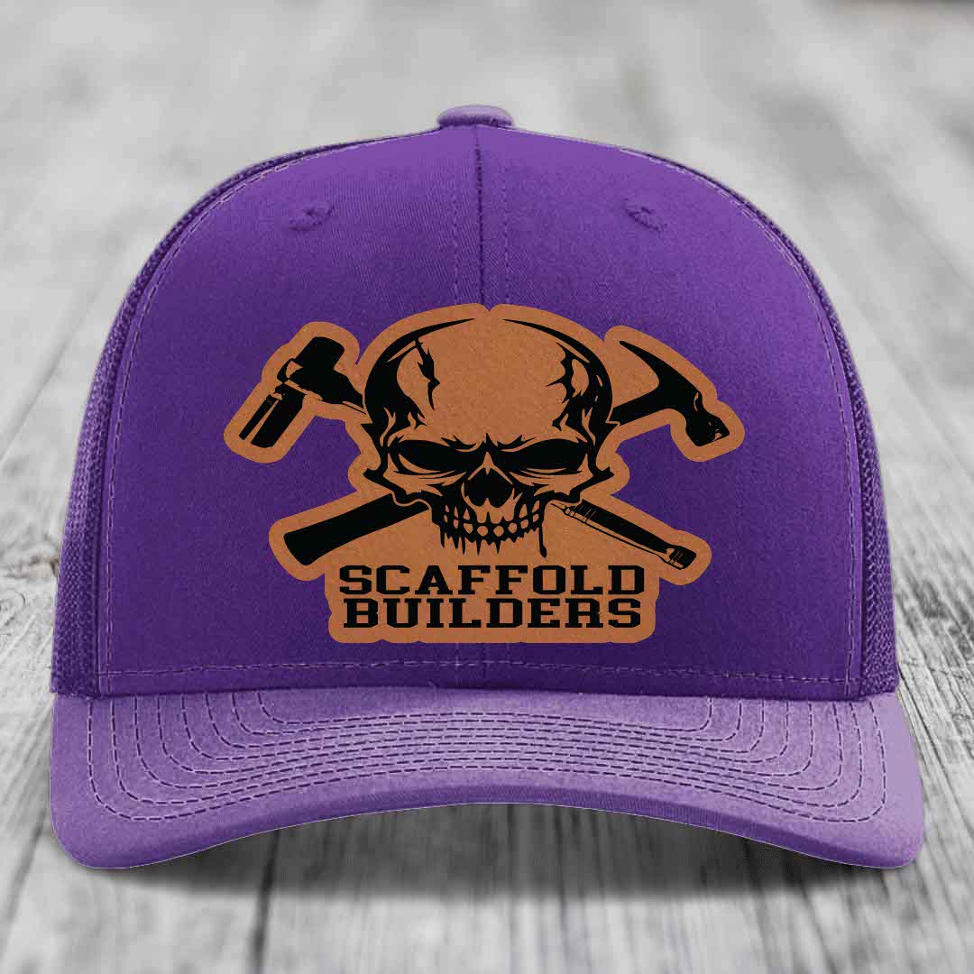 Scaffold Builders - Leather Patch Hat - Rawhide to Black Patch - Richardson 112 Snapback Trucker Hat