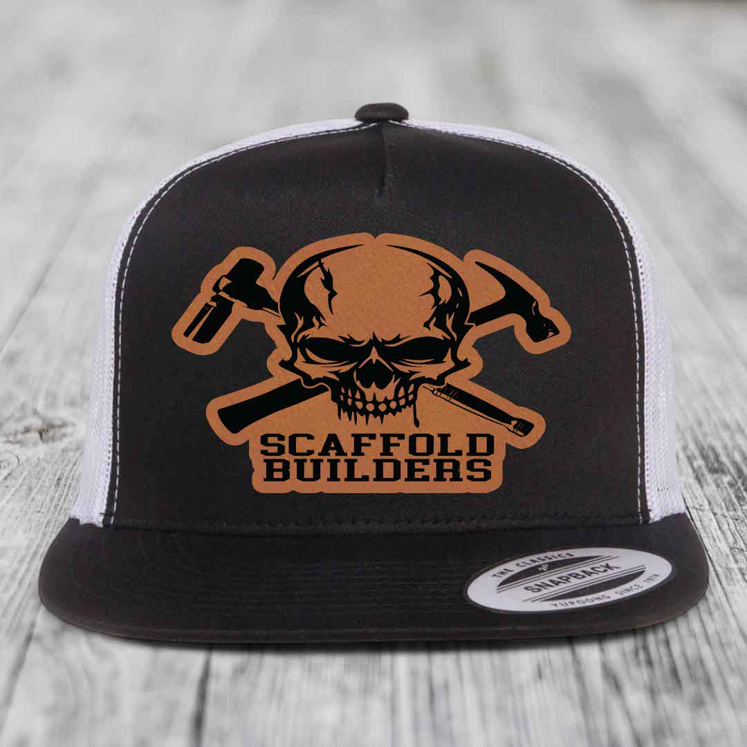 Scaffold Builders - Leather Patch Hat - Rawhide to Black Patch - Yupoong 6006 Snapback Flatbill Hat