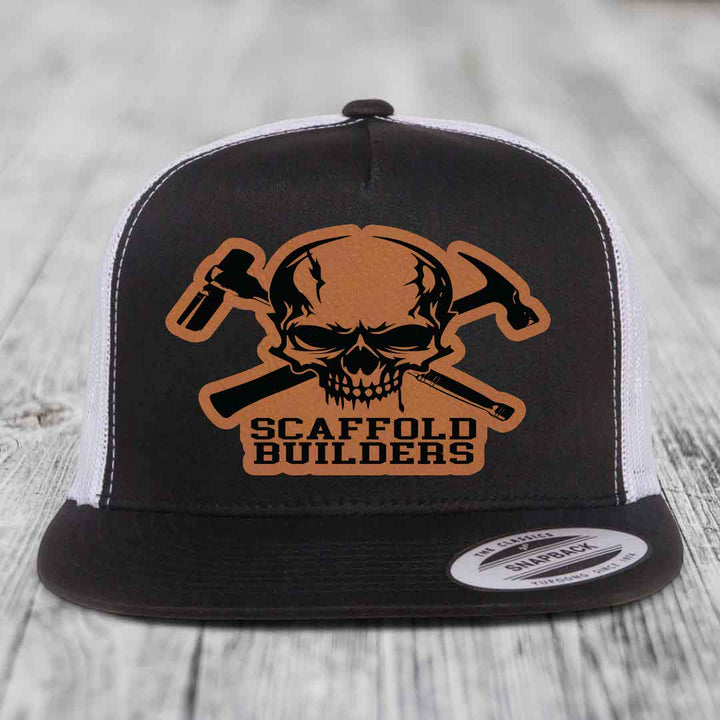 Scaffold Builders - Leather Patch Hat - Rawhide to Black Patch - Yupoong 6006 Snapback Flatbill Hat