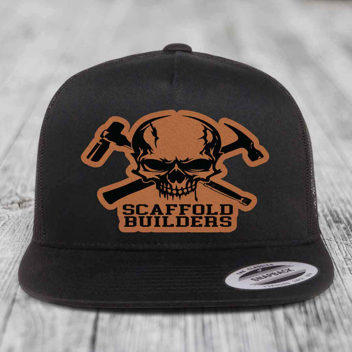 Scaffold Builders - Leather Patch Hat - Rawhide to Black Patch - Yupoong 6006 Snapback Flatbill Hat