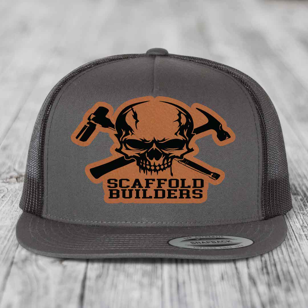 Scaffold Builders - Leather Patch Hat - Rawhide to Black Patch - Yupoong 6006 Snapback Flatbill Hat