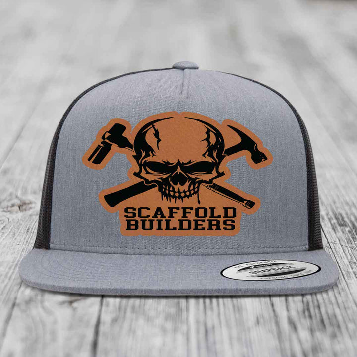 Scaffold Builders - Leather Patch Hat - Rawhide to Black Patch - Yupoong 6006 Snapback Flatbill Hat